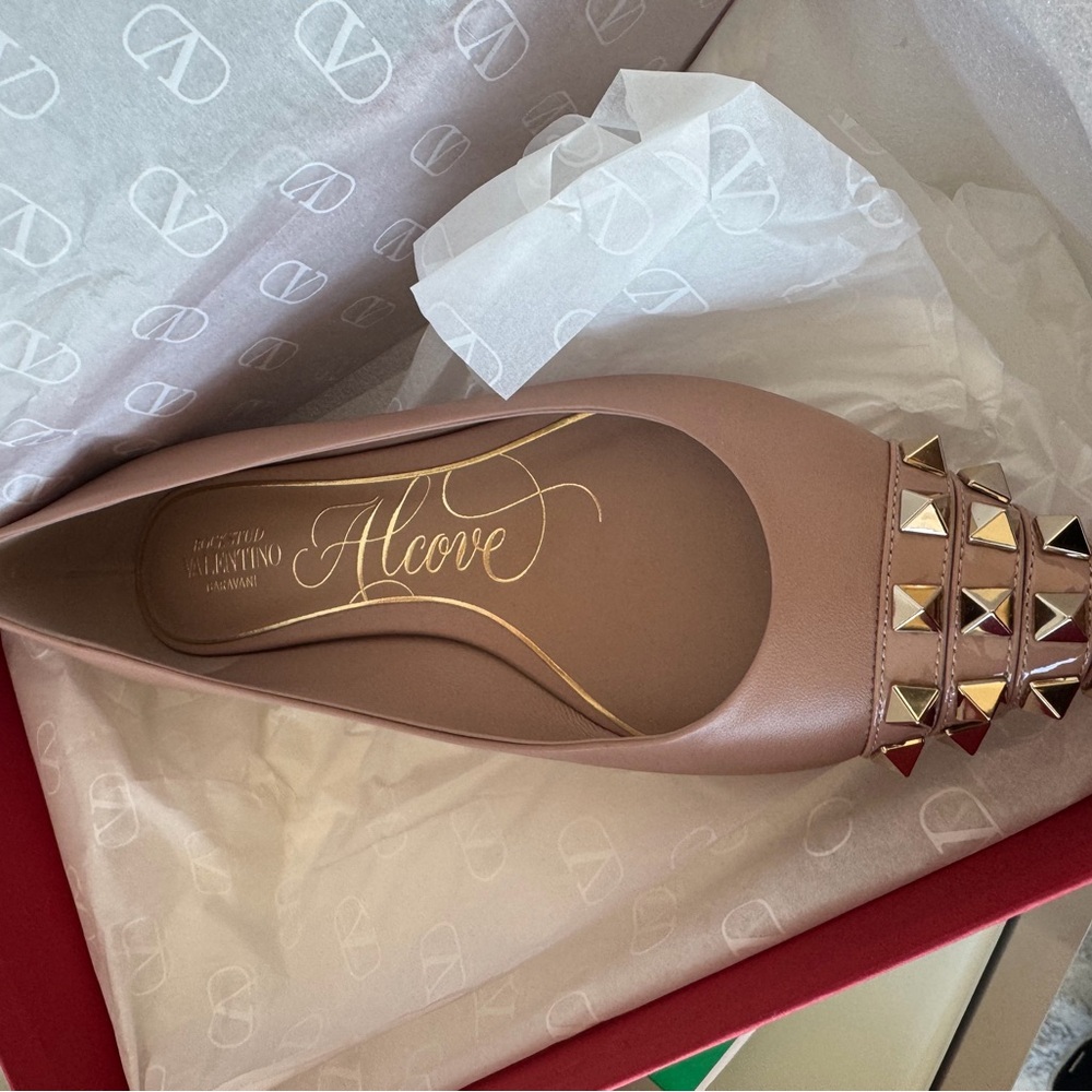 Valentino Alcove Studded Nude Flats